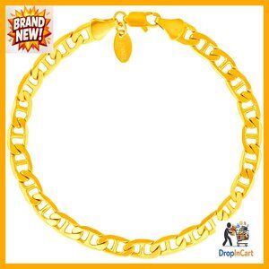 Gold Plated Mariner Link Chain Ankle Bracelet Elegant Nautical Style